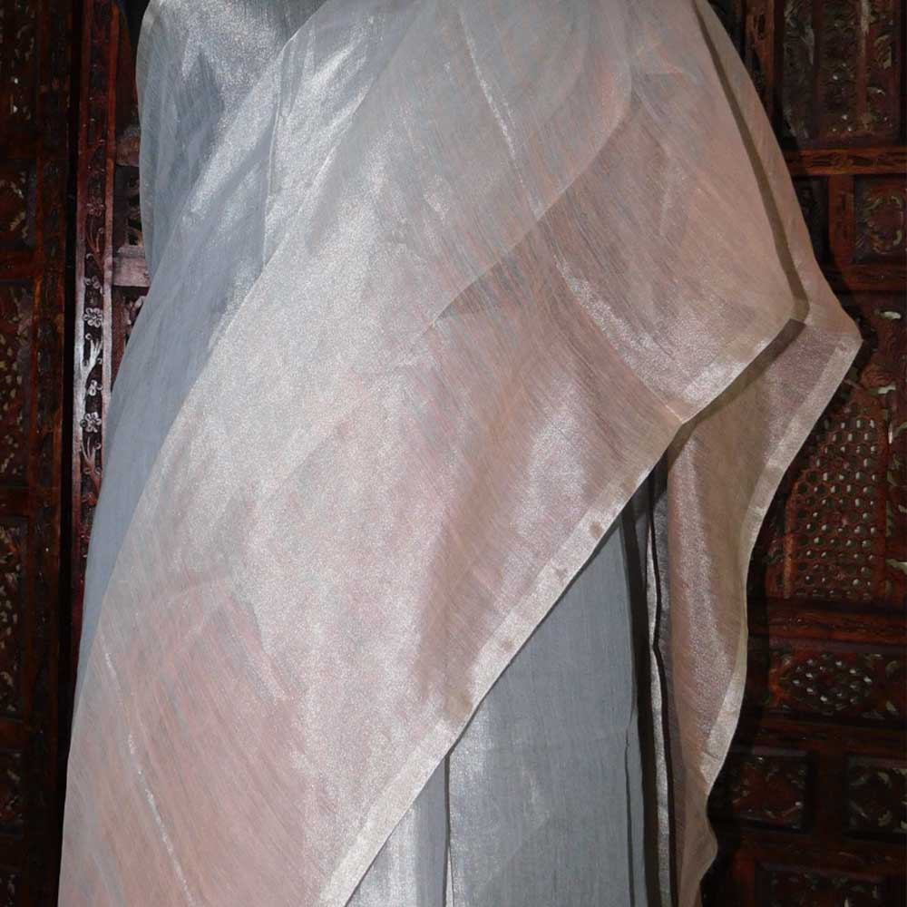 Luxurious Metalic linen Handloom Saree RAML34E 3