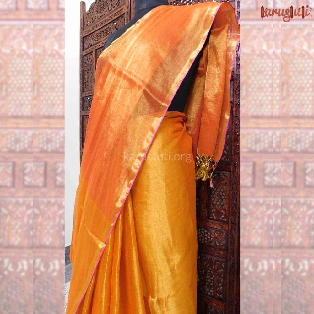 Luxurious Metalic linen Handloom Saree RAML33C 2a