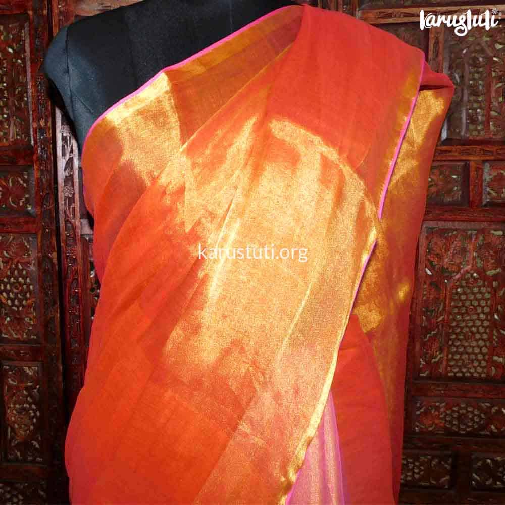 Luxurious Metalic linen Handloom Saree RAML33F 3a