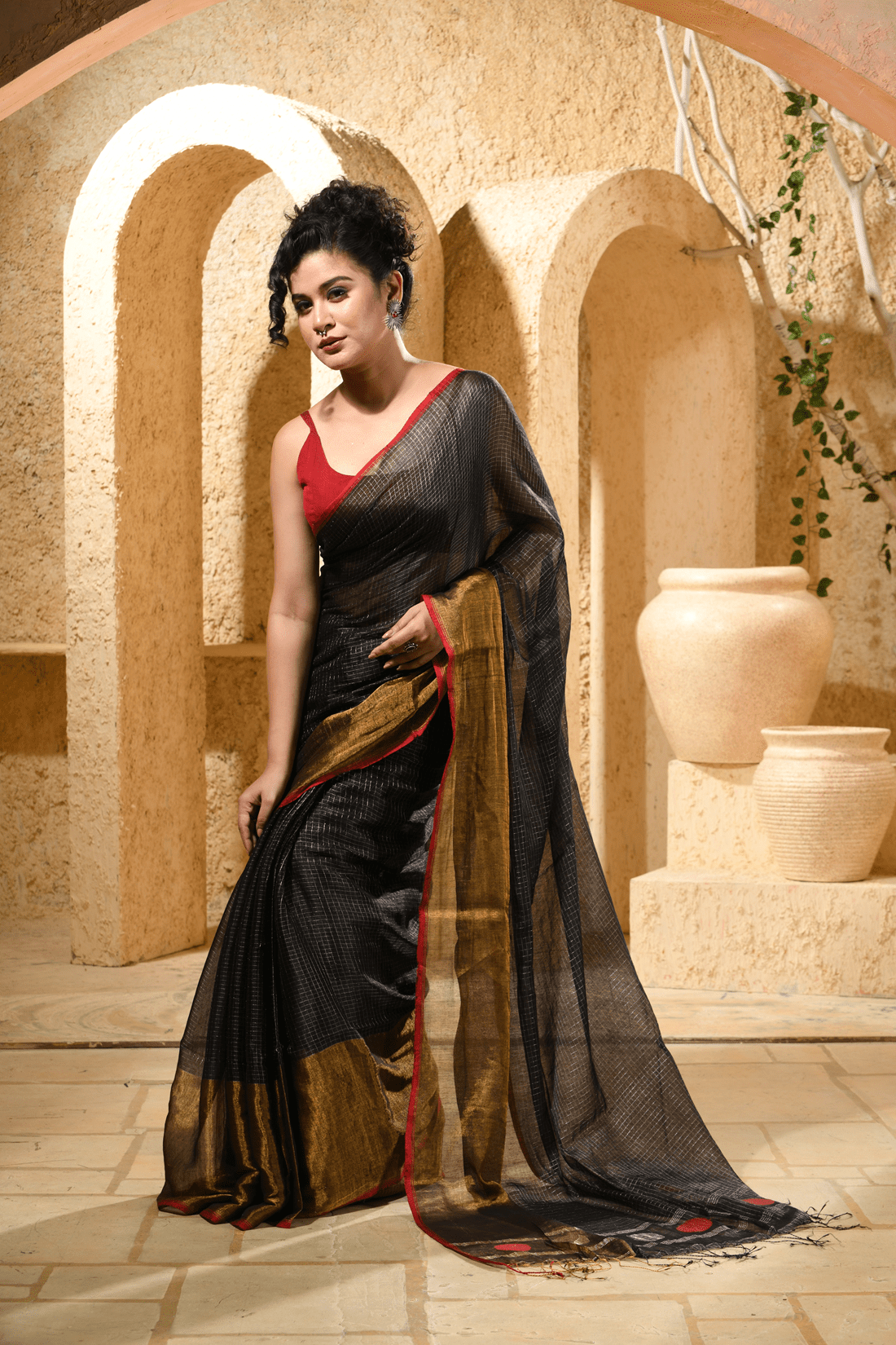METALLIC HANDLOOM SAREE-KARU-11 (5)